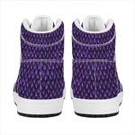 Purple Dragon Scales Pattern Print High Top Leather Sneakers