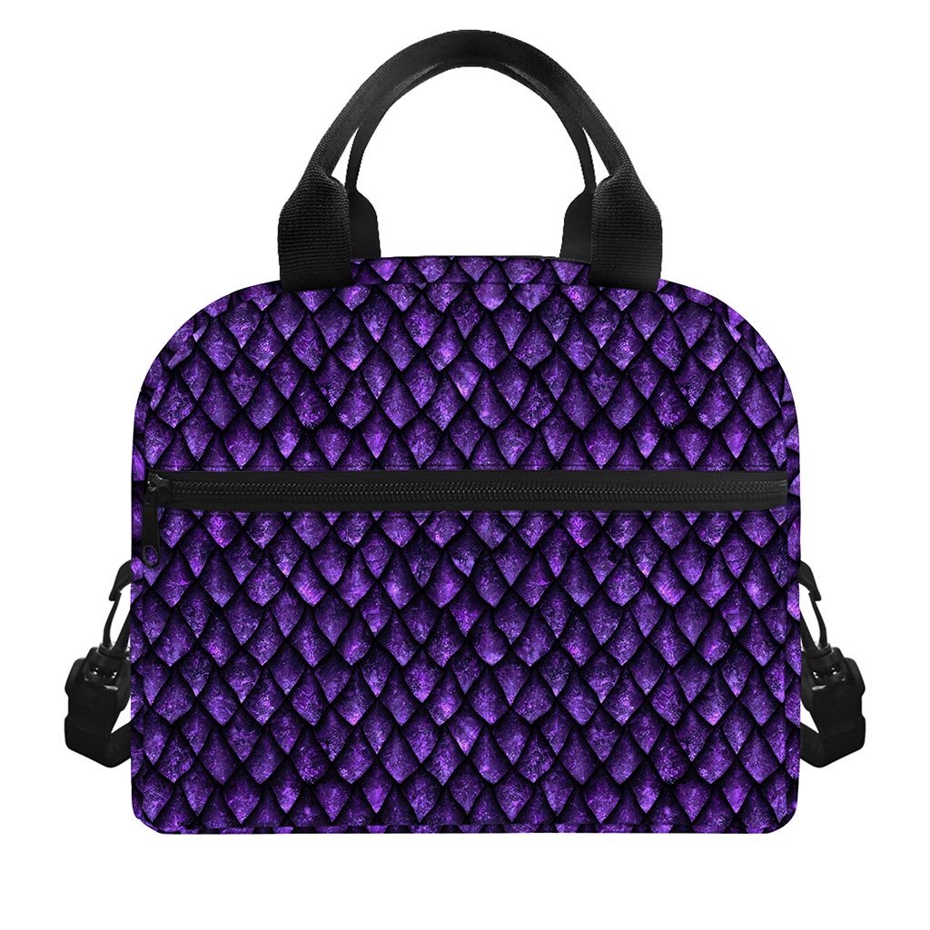 Purple Dragon Scales Pattern Print Insulated Lunch Bag