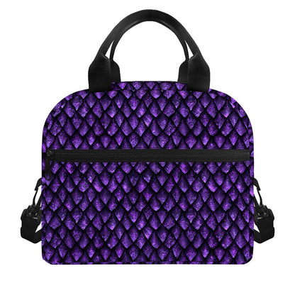 Purple Dragon Scales Pattern Print Insulated Lunch Bag