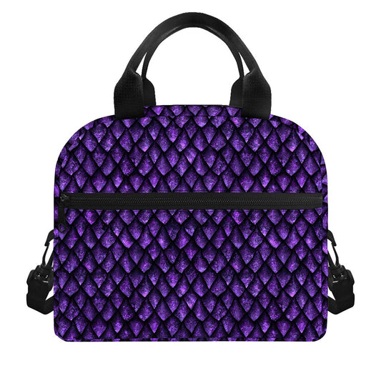 Purple Dragon Scales Pattern Print Insulated Lunch Bag
