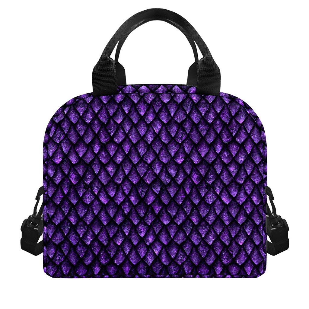 Purple Dragon Scales Pattern Print Insulated Lunch Bag