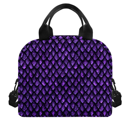 Purple Dragon Scales Pattern Print Insulated Lunch Bag