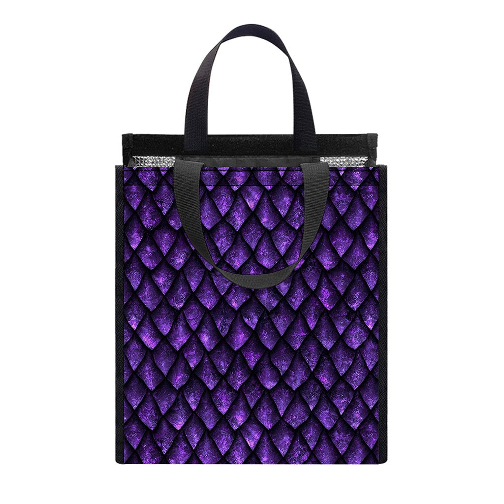Purple Dragon Scales Pattern Print Insulated Lunch Tote
