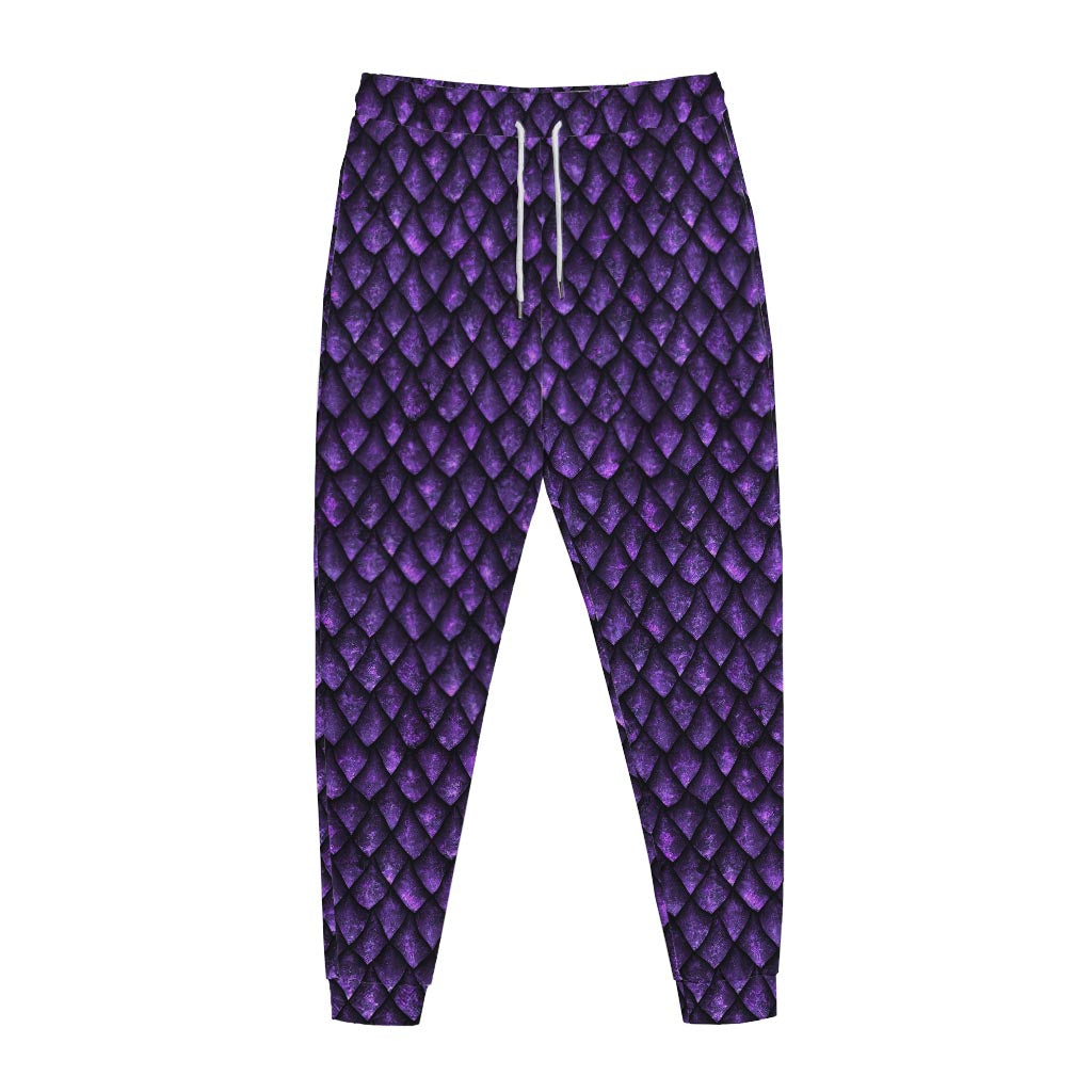 Purple Dragon Scales Pattern Print Jogger Pants