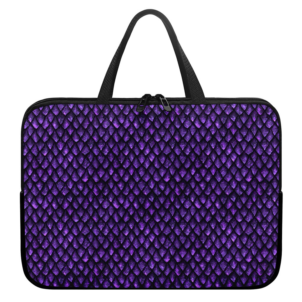 Purple Dragon Scales Pattern Print Laptop Sleeve With Handle