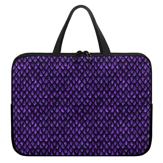 Purple Dragon Scales Pattern Print Laptop Sleeve With Handle