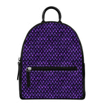 Purple Dragon Scales Pattern Print Leather Backpack