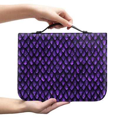 Purple Dragon Scales Pattern Print Leather Bible Cover