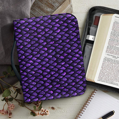Purple Dragon Scales Pattern Print Leather Bible Cover