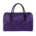 Purple Dragon Scales Pattern Print Leather Duffel Bag