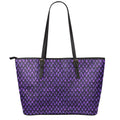 Purple Dragon Scales Pattern Print Leather Tote Bag With Zipper