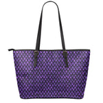 Purple Dragon Scales Pattern Print Leather Tote Bag