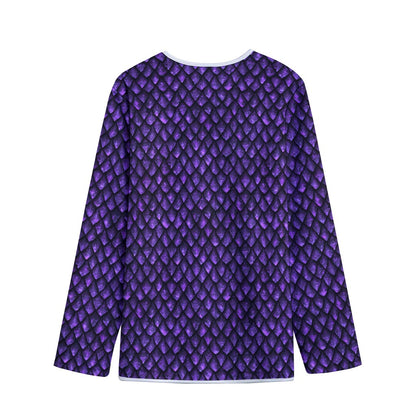 Purple Dragon Scales Pattern Print Long Sleeve Short Coat