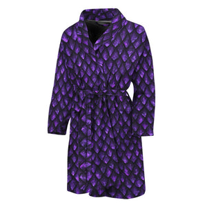 Purple Dragon Scales Pattern Print Men's Bathrobe