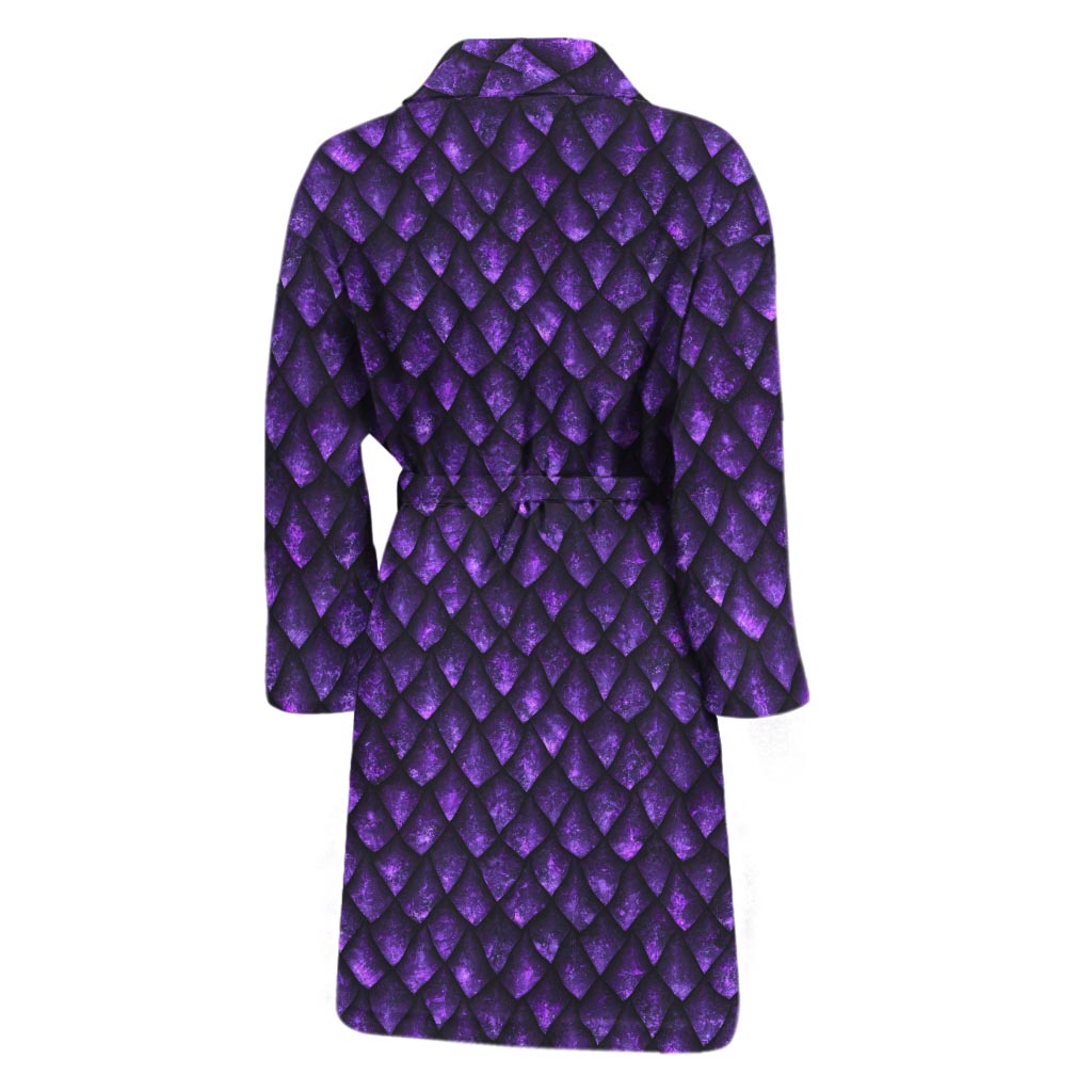 Purple Dragon Scales Pattern Print Men's Bathrobe