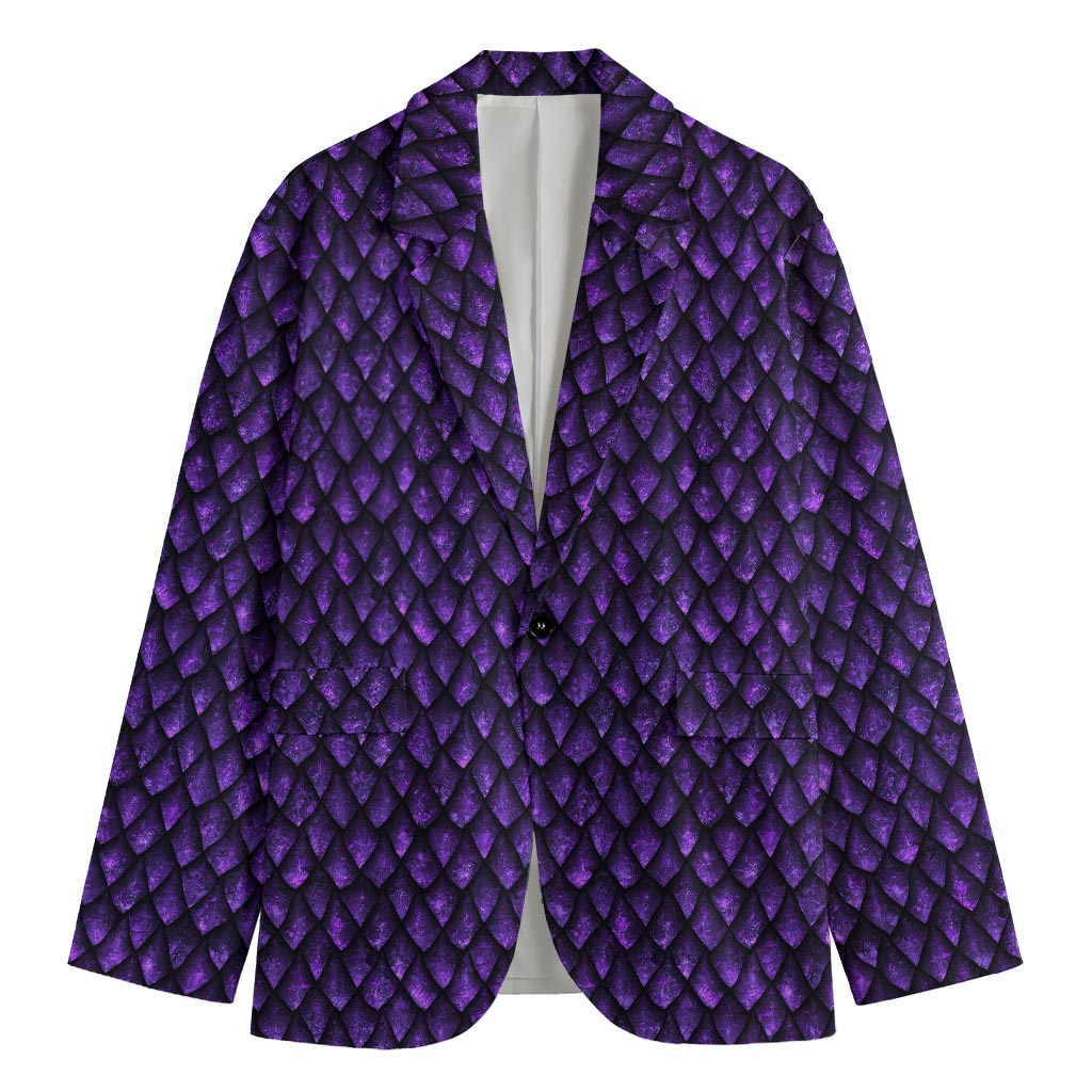 Purple Dragon Scales Pattern Print Men's Blazer
