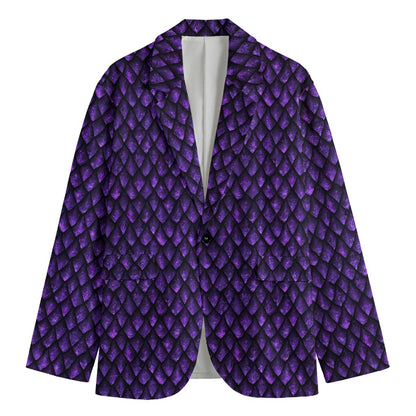 Purple Dragon Scales Pattern Print Men's Blazer
