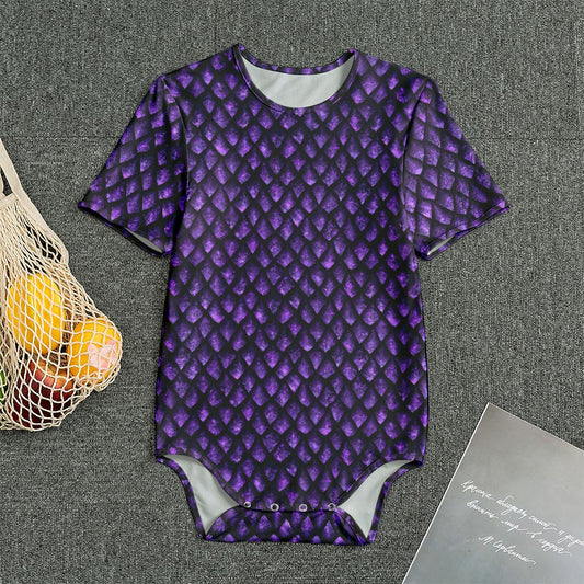 Purple Dragon Scales Pattern Print Men's Bodysuit