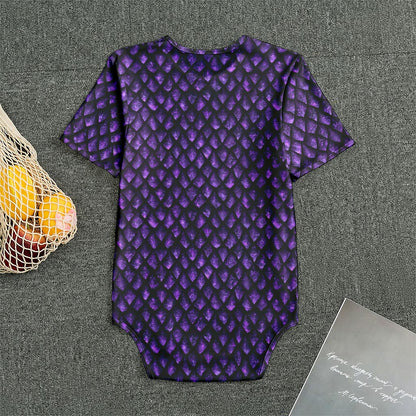 Purple Dragon Scales Pattern Print Men's Bodysuit