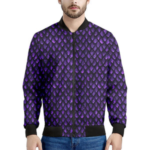 Purple Dragon Scales Pattern Print Men's Bomber Jacket