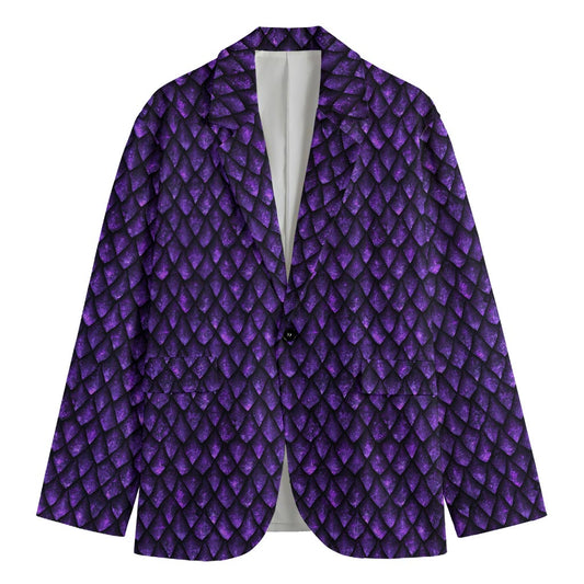 Purple Dragon Scales Pattern Print Men's Cotton Blazer