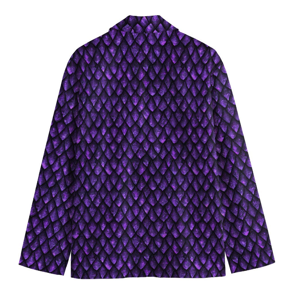 Purple Dragon Scales Pattern Print Men's Cotton Blazer
