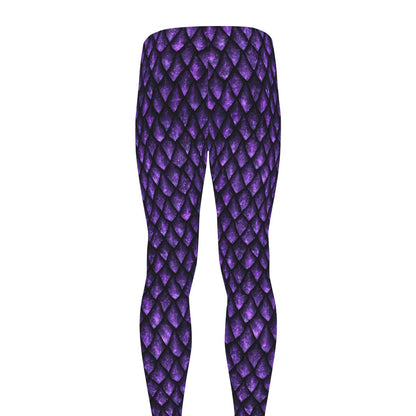 Purple Dragon Scales Pattern Print Men's leggings