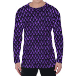 Purple Dragon Scales Pattern Print Men's Long Sleeve T-Shirt