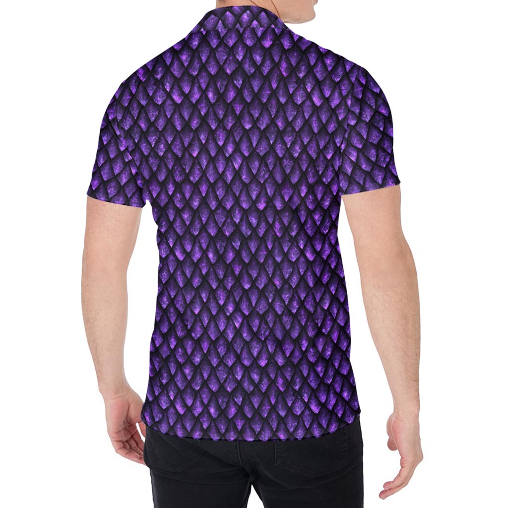 Purple Dragon Scales Pattern Print Men's Shirt