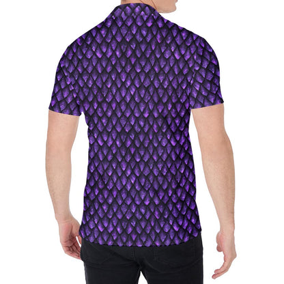 Purple Dragon Scales Pattern Print Men's Shirt