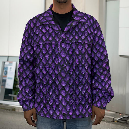 Purple Dragon Scales Pattern Print Men's Shirt Jacket