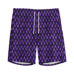 Purple Dragon Scales Pattern Print Men's Sports Shorts