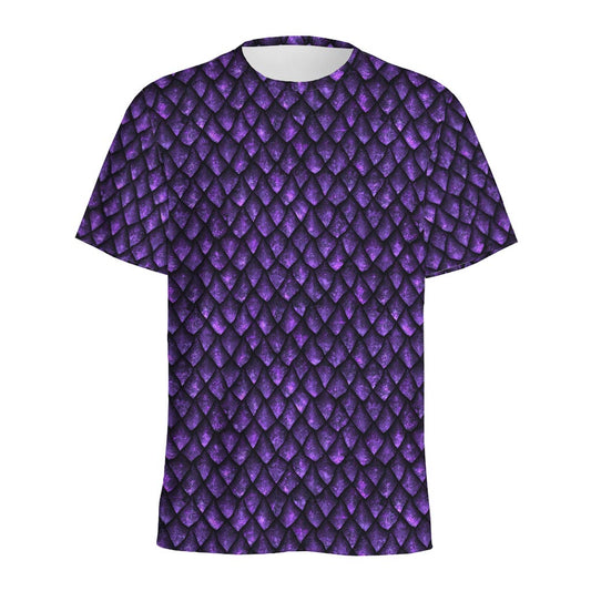 Purple Dragon Scales Pattern Print Men's Sports T-Shirt