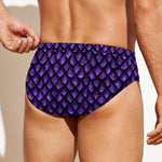 Purple Dragon Scales Pattern Print Men's Swim Briefs