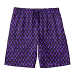 Purple Dragon Scales Pattern Print Men's Swim Trunks
