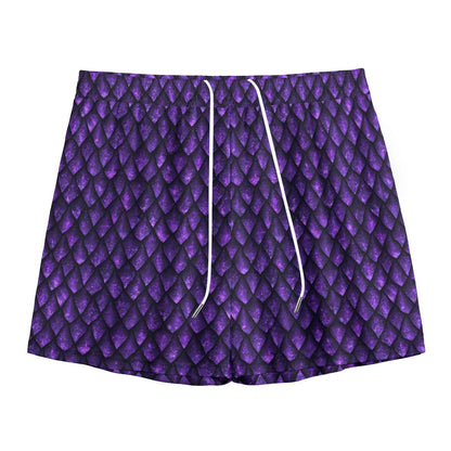 Purple Dragon Scales Pattern Print Mesh Shorts