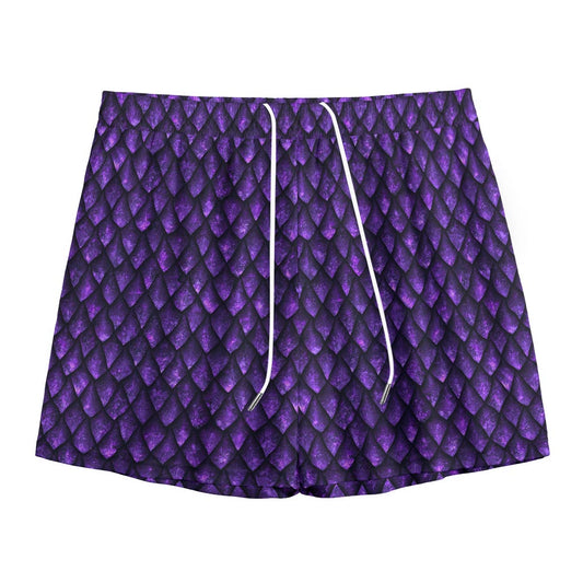 Purple Dragon Scales Pattern Print Mesh Shorts