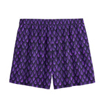 Purple Dragon Scales Pattern Print Mesh Shorts