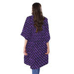 Purple Dragon Scales Pattern Print Open Front Beach Cover Up