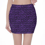 Purple Dragon Scales Pattern Print Pencil Mini Skirt