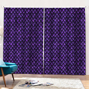 Purple Dragon Scales Pattern Print Pencil Pleat Curtains