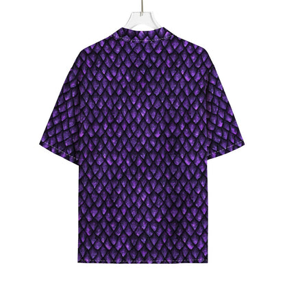 Purple Dragon Scales Pattern Print Rayon Hawaiian Shirt