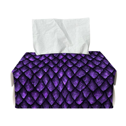 Purple Dragon Scales Pattern Print Rectangle Tissue Box Cover