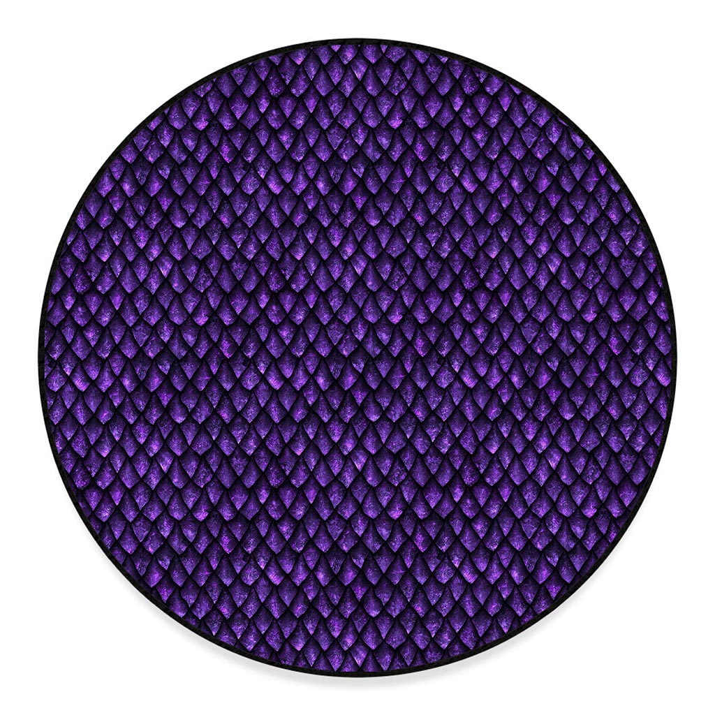 Purple Dragon Scales Pattern Print Round Floor Mat