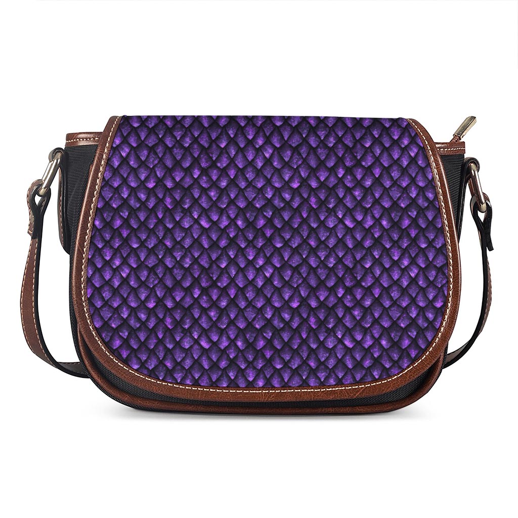 Purple Dragon Scales Pattern Print Saddle Bag