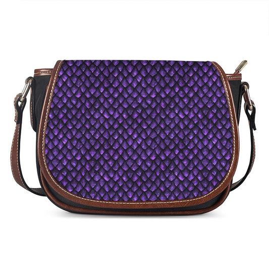Purple Dragon Scales Pattern Print Saddle Bag