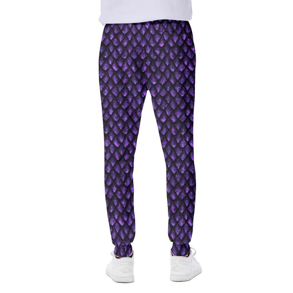Purple Dragon Scales Pattern Print Scuba Joggers