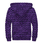 Purple Dragon Scales Pattern Print Sherpa Lined Zip Up Hoodie