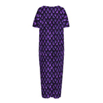 Purple Dragon Scales Pattern Print Short Sleeve Long Nightdress