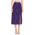 Purple Dragon Scales Pattern Print Side Slit Midi Skirt